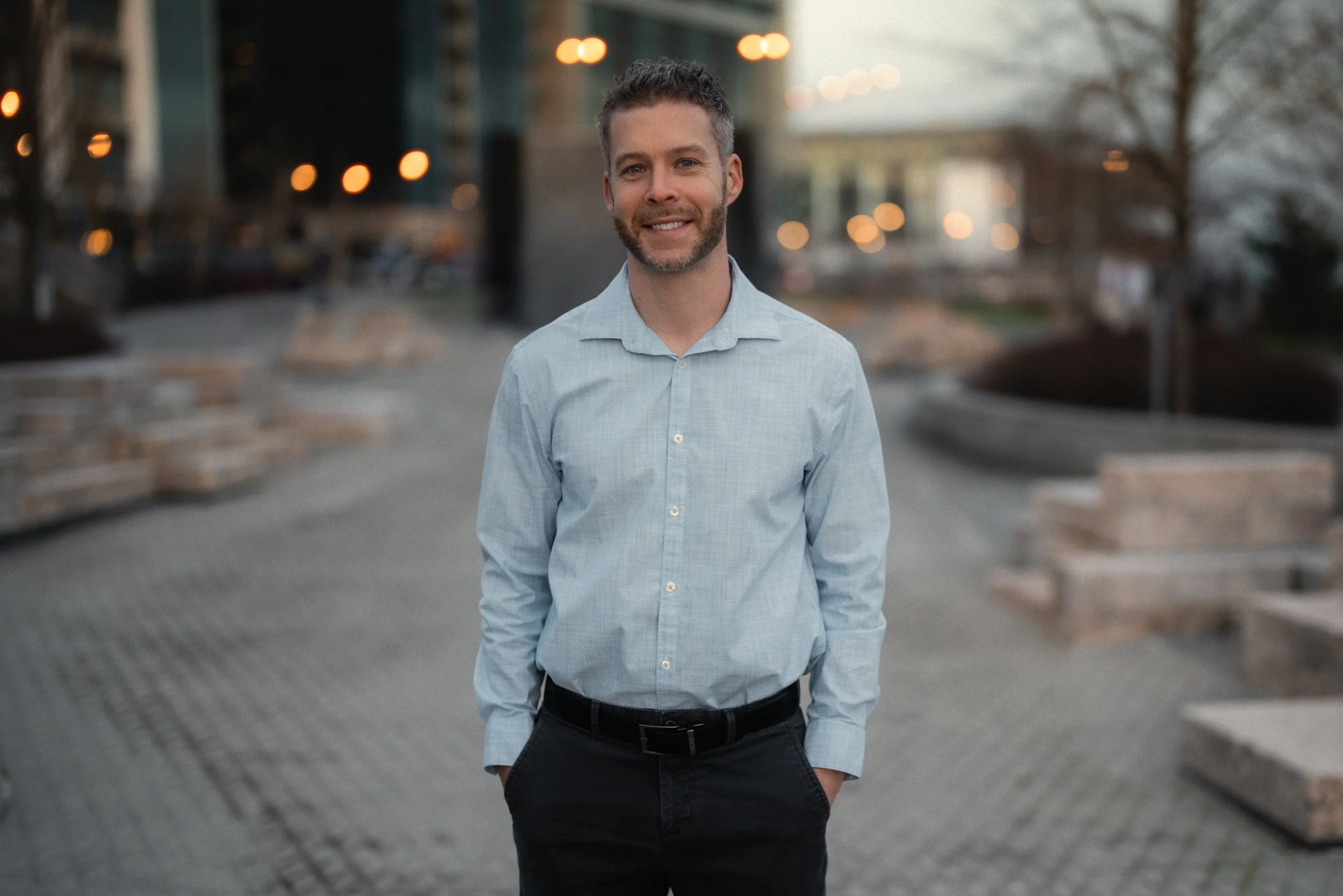 Professional environmental portrait photographed outdoors